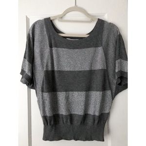 LOFT | Striped Shimmer Grey Sweater